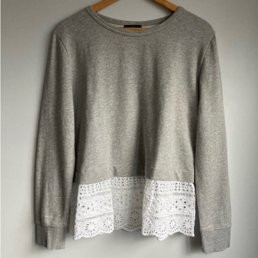 J.Crew eyelet hem sweatshirt Size S